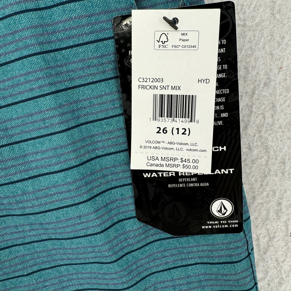 NWT Volcom Board Shorts Boys 26 (12) Blue Hybrid Swim Trunks Beach Vacation - Picture 5 of 8